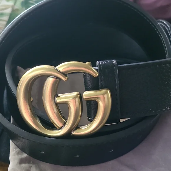 Gucci Black and Gold Belt with Signature GG Buckle s-l400.jpg main image 3